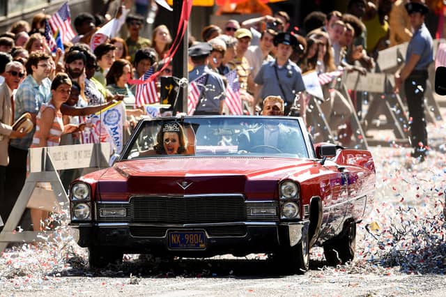 A full-fake parade was made to shoot the scene on St Vincent Street - which featured in the trailer for the new Indiana Jones film (Photo by Jeff J Mitchell/Getty Images)
