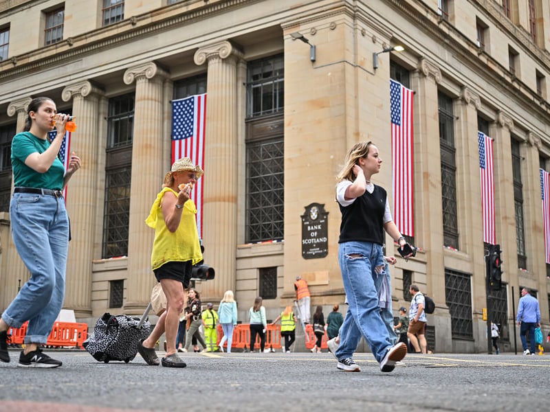 The Bank of Scotland building looks strikingly similar to a New York building, even without the American flags (Photo by Jeff J Mitchell/Getty Images)
