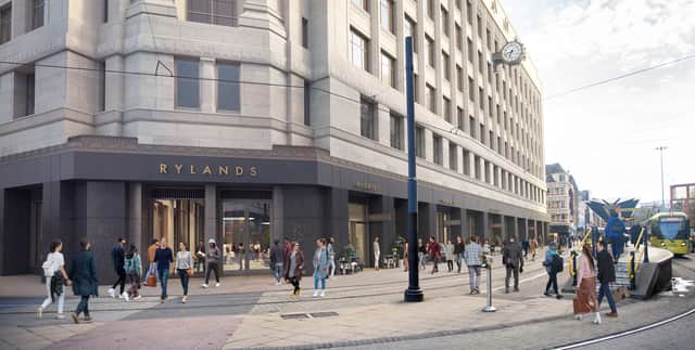 View of what the Rylands building will look like from Market St. Photo: AM Alpha