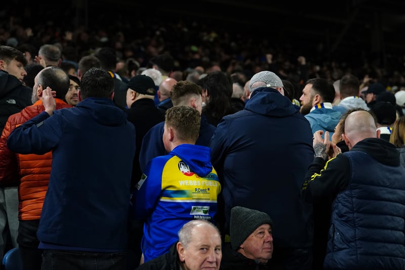 Leeds United fans turn their back on the action 