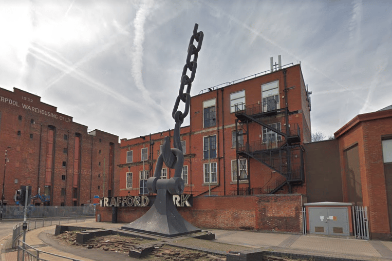 These 18m-high hook and chain sculptures were installed in 1995 to celebrate the regeneration of the Salford Quays, as well as its industrial history. Designed by artist Brian Fell, they were removed for two years while development work was carried out, but were returned in 2021. Photo: Google Maps