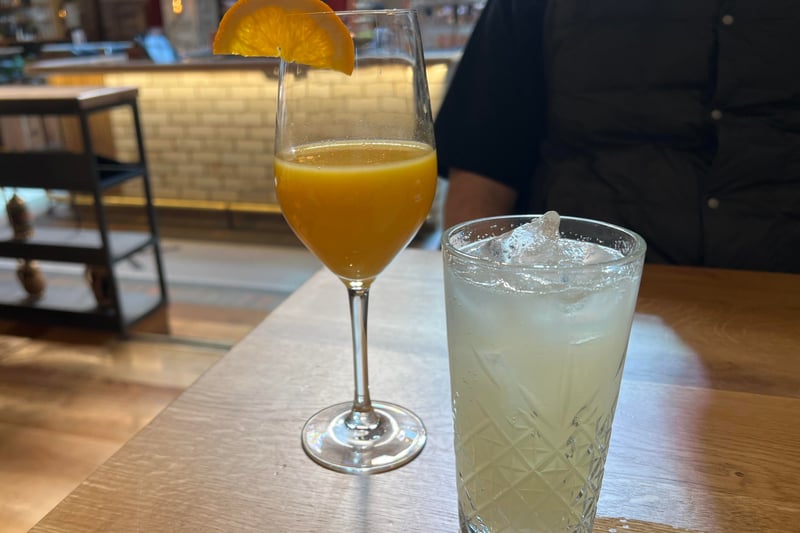 Fresh orange juice and lemonade.