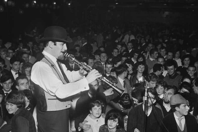 British clarinettist Acker Bilk was born in Pensford, just south of Bristol on the Wells Road. He got his nickname from the Somerset slang ‘friend’. On leaving school he went to work at a cigarette factory in Bristol before National Service took him to the Suez Canal where he learned the clarinet from a friend. He went on to become a star in the music scene. Here he is playing to a crowd of students at Bristol University in 1962. He passed away in 2014. A memorial bench stands in his name in Pensford today.