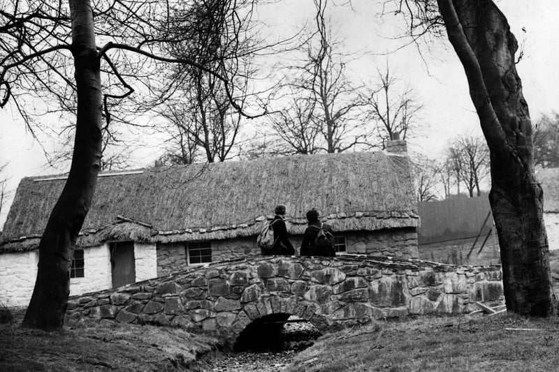The Highland Clachan exhibit in Bellahouston Park. It was a romanticised version of the Highland village. 