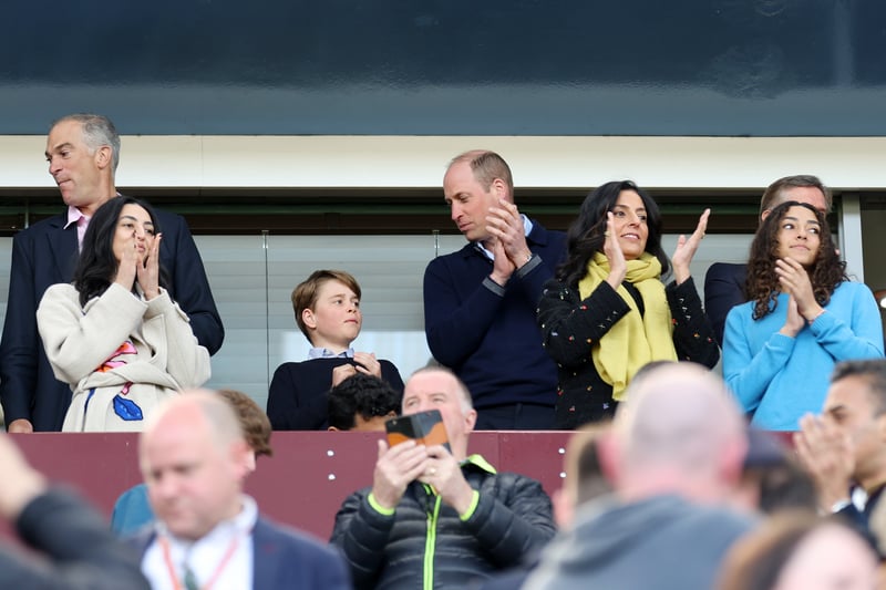 Prince George celebrates with his dad at Aston Villa beat Nottingham Forest last weekend.