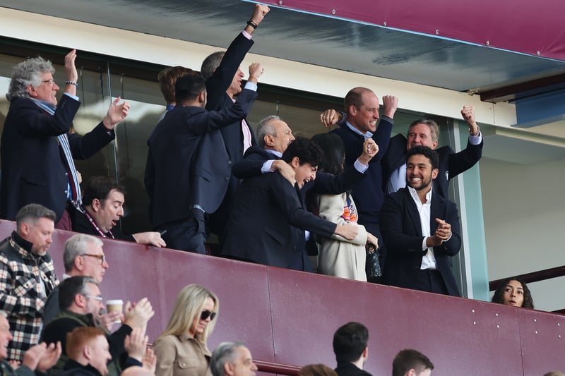 Prince William celebrated with Aston Villa chairman Nassef Sawiris as Bertrand Traore opened the scoring at Villa Park.
