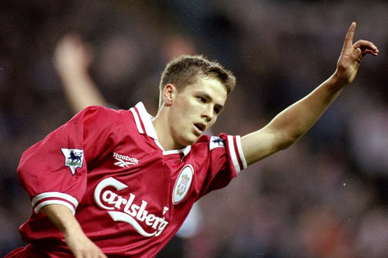 A young Michael Owen seen sporting a Reebok and Carlsberg combination that has both a vintage and modern feel. 