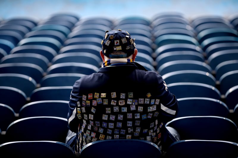  A Leeds United fan takes their seat inside the stadium prior to the Premier League match between Leeds United and Southampton FC at Elland Road on February 25, 2023.