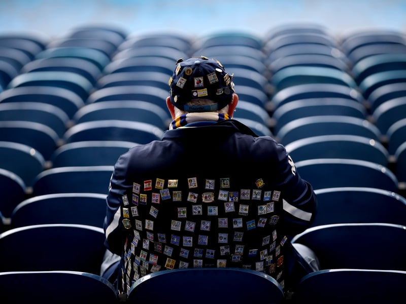 A Leeds United fan takes their seat inside the stadium prior to the Premier League match between Leeds United and Southampton FC at Elland Road on February 25, 2023.