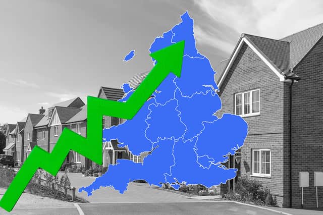 Some parts of England have seen a surge in property prices in the last year.