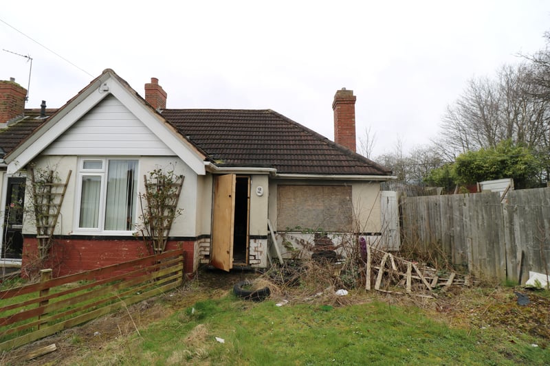 The derelict bungalow has been labelled an ‘ideal investment opportunity’ but bidders are unable to view the property in person due its interior condition.