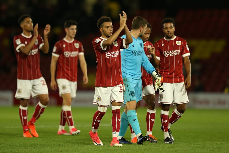 The Bristol City players applaud the fans - do you notice the current first-team star in the picture?