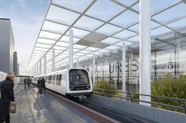 The Clyde Metro is an ambitious project that would connect east, west, south and north of Greater Glasgow with a light rail system similar to Edinburgh's tram system. It's a massive undertaking, and would take 30 years at the very least to fully complete. Pictured is a computer generated image of what a Clyde Metro station could look like at Glasgow Airport.