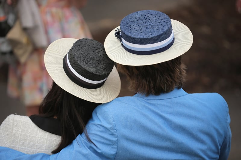 One couple opts for matching hat styles in 2016.