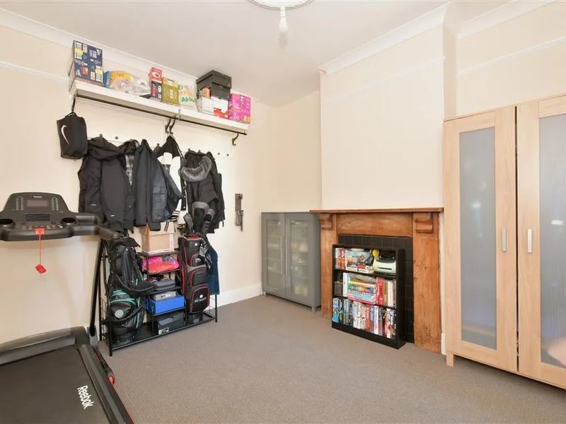 The dining room is currently being used as storage space