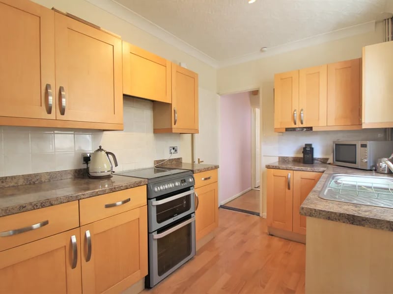 The kitchen has plenty of counter space