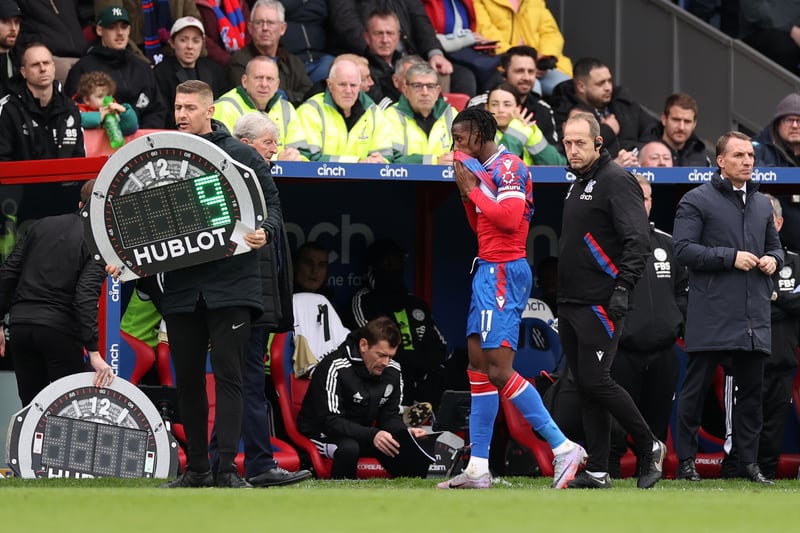 The winger has a groin injury and has missed Palace’ past two games.