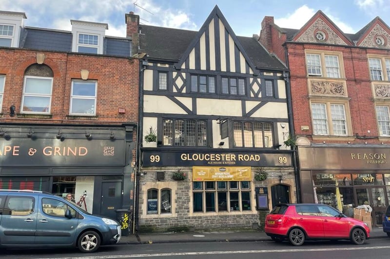 The Gloucester Road Alehouse is available for offers in excess of £650,000. The property, which forms part of a parade of shops, is an attractive 3 storey brick building beneath a pitched tiled roof with stone features and mullion windows to the ground floor and with “brewers tudor” features to the upper floors.