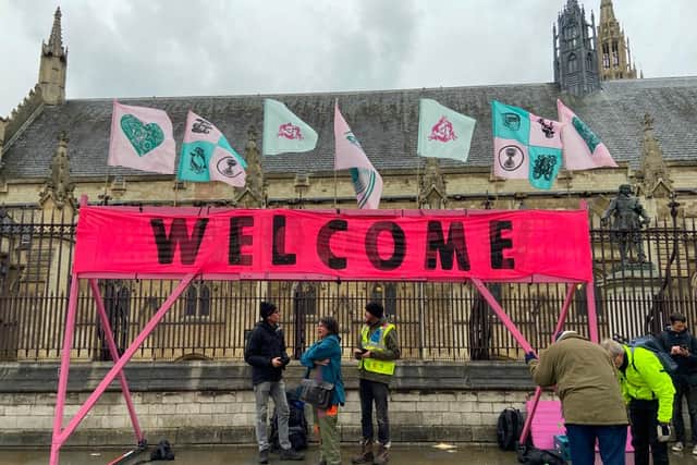 People’s Pickets have formed around the entrances in Whitehall. Credit: Ottilie Von Henning