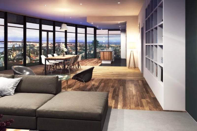 The living space has stunning views and tons of natural light.