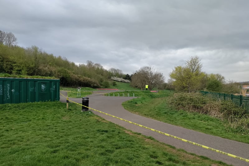Yellow ‘crime scene’ tape has sealed off the BMX track