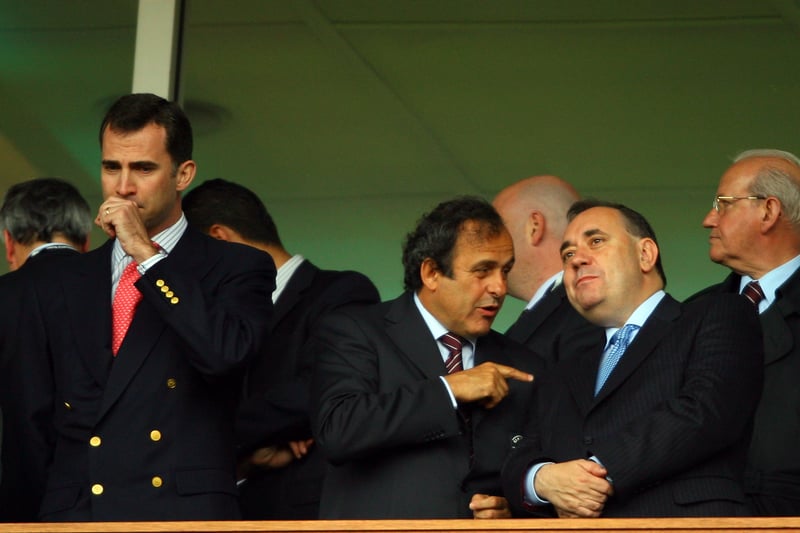 Although Michel Platini did not play at Hampden as a player, he visited the national stadium on a number of occasions in his role as UEFA President. He is pictured here at the 2007 UEFA Cup final between Espanyol and Sevilla. 