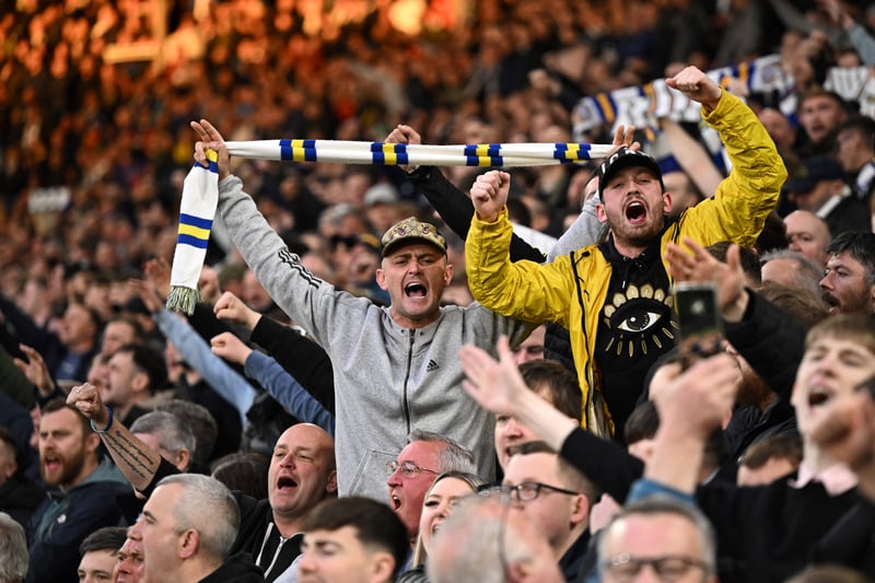 Leeds’ supporters cheer prior to the start of the game