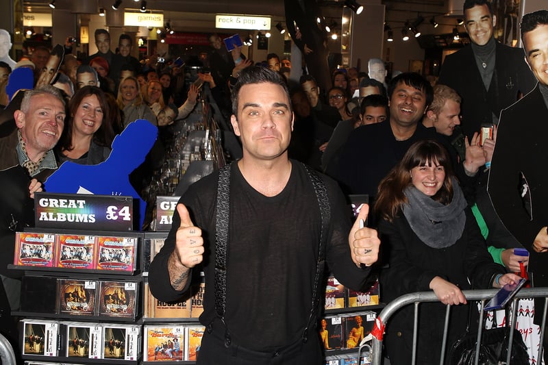 Robbie Williams  shared his fans’ enthusiasm for his album Take The Crown in 2012. (Photo by Jo Hale/Getty Images)