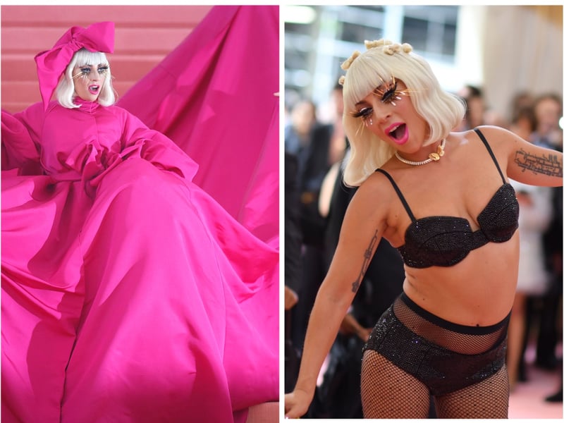Who can forget Lady Gaga’s iconic transformation look from the Met Gala 2019 that became the subject of countless memes. The singer is known for her over-the-top looks, and so it wasn’t a surprise to anyone when she turned her entrance into an event itself. She changed outfits four times, all of which were designed by Brandon Maxwell, including a pink cape dress with a 25-foot train and a crystal bra and briefs.