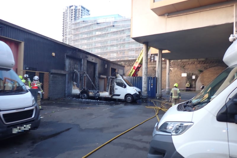 On April 29, around 25 firefighters tackled a blaze in Crampton Street, Elephant and Castle, which destroyed a lorry and damaged parts of two industrial units and a block of flats. The cause of the fire is under investigation by the Brigade and Metropolitan Police. (Photo by LFB)