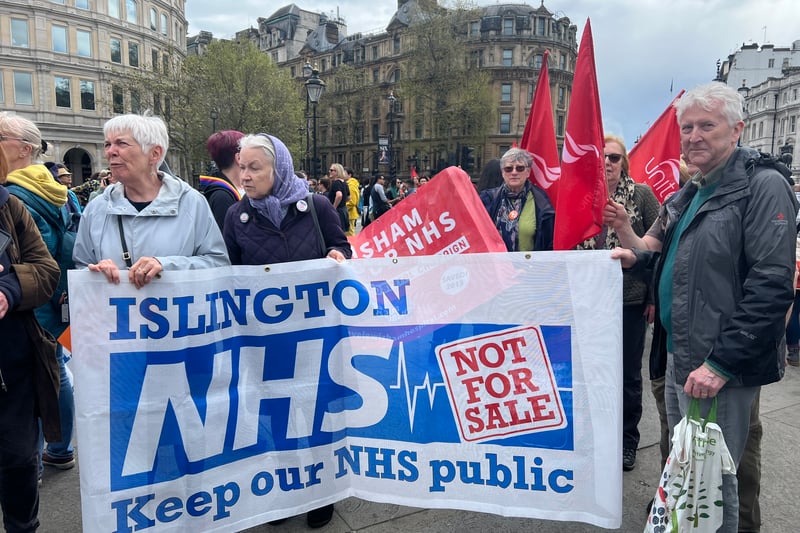 Islington Keep Our NHS Public in Trafalgar Square. (Photo by André Langlois)