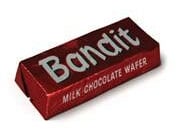 The Bandit biscuit was a chocolate covered wafer also produced by the Hillington bakers, Macdonald & Sons, similar in essence to a Penguin - they were much different in style. These biscuits were for the bad boys, the Dennis the Menace type characters.