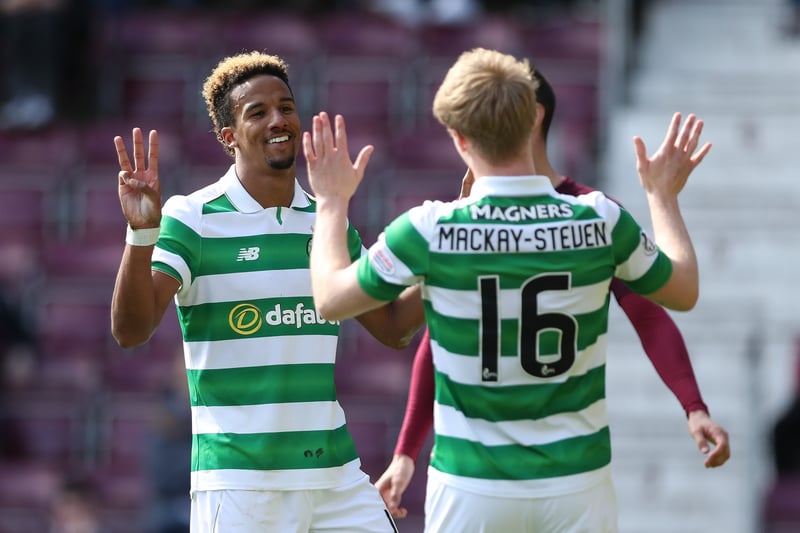 Scott Sinclair celebrates after he scores his third goal from the penalty spot to complete a hat-trick. 