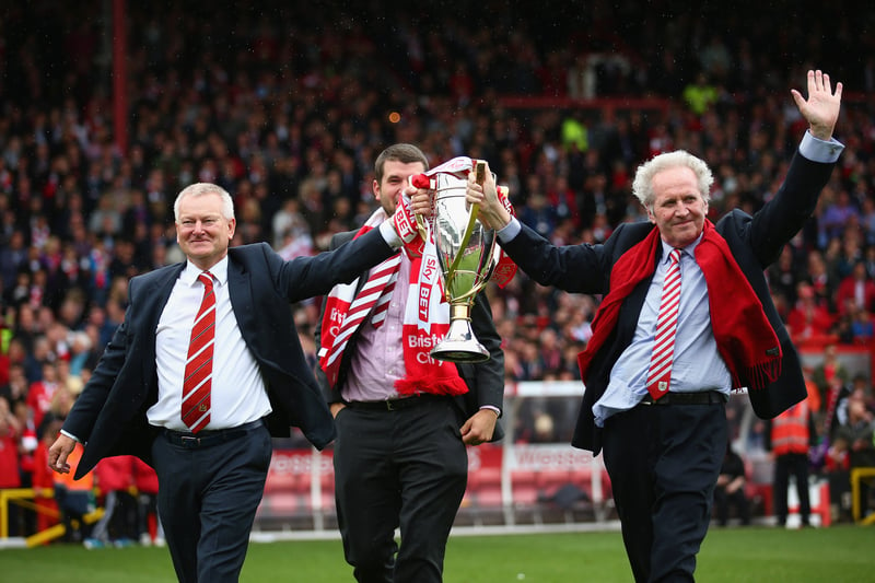 Steve Lansdown celebrates with his son Jon and Keith Dawe. 