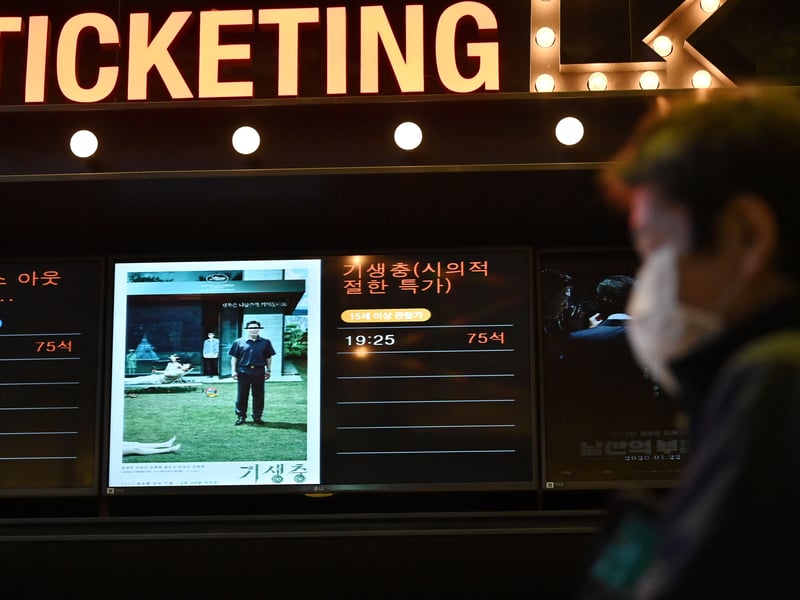 Oscar winning film Parasite is the most popular South Korean film, according to JustWatch. The film made history as it was the first non-English language film to take the top prize. (Photo by Jung Yeon-je / AFP) (Photo by JUNG YEON-JE/AFP via Getty Images)