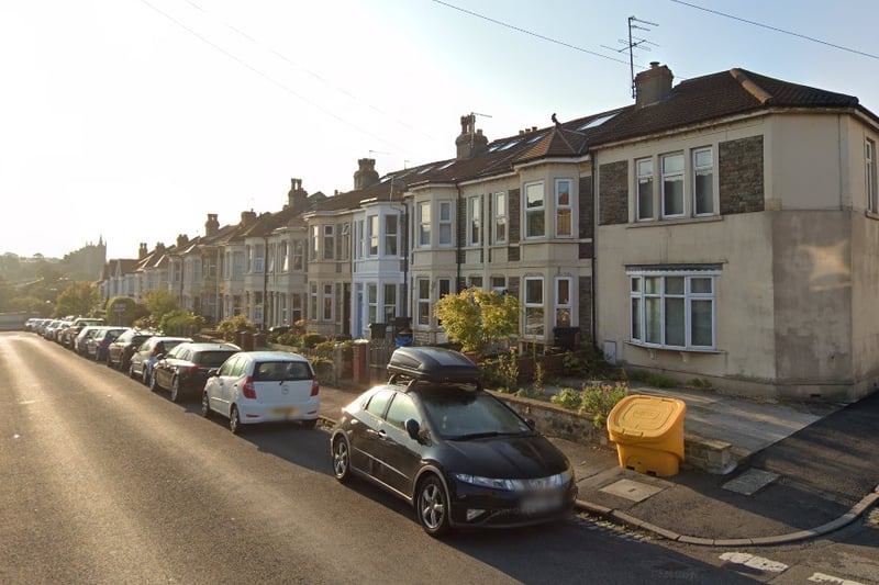 Grove Park Road in Brislington where the selling price of a property rose from £320,000 in the year ending September in 2021 to £380,500 in the year ending in September in 2022. That’s a rise of £60,500, or 18.9%