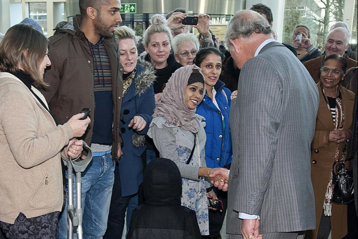 Prince Charles, Prince of Wales meets members of the public during his visit to The Centre for Defence Medicine based at the Queen Elizabeth Hospital on December 7, 2012 in Birmingham, England.  (Photo by Dale Martin - WPA Pool/Getty Images)
