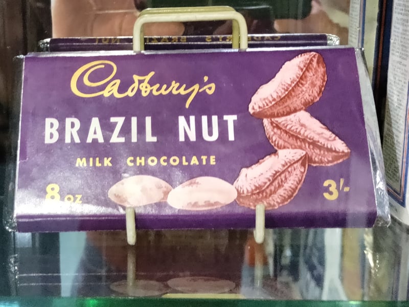 Ah, the Brazil Nut in its purple packaging. This was one of the first slabs of chocolate produced by Cadbury which included Milk, Milk Fruit, Fruit and Nut and Bournville in the late 1930s. The chocolate can no longer be found despite calls online for the old favourite to return.