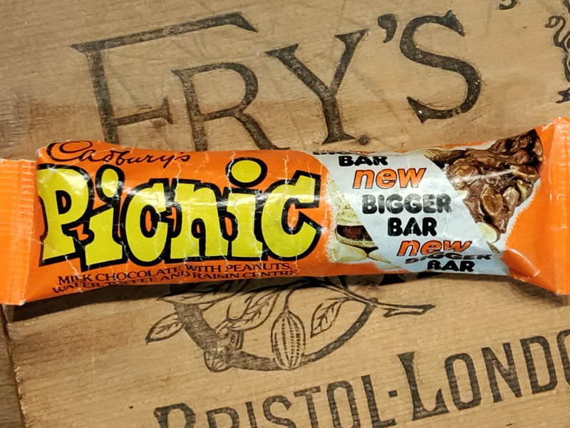 Introduced in 1959, the Picnic offered/offers milk chocolate mixed with peanuts, caramel and biscuit. It had a marketing slogan in the early 2000s which was ‘deliciously ugly’. Thankfully, it’s still going but in purple wrapping.