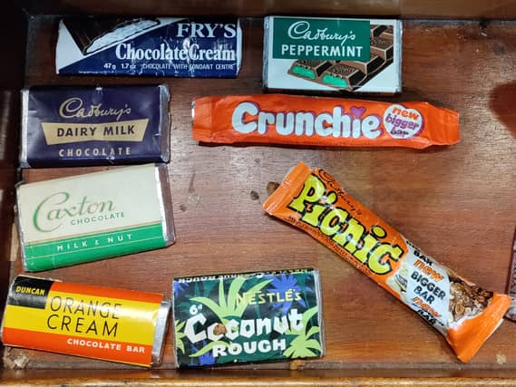 The collection of old chocolate bars here and seen below are all on display at Oakham Treasures in Portbury, just outside Bristol