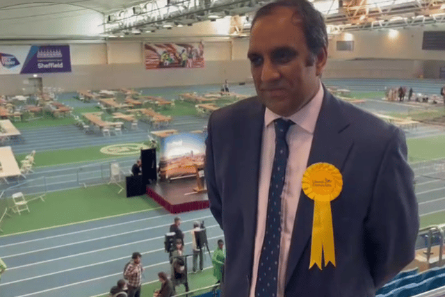 Lib Dem leader Shaffaq Mohammad reacts after today’s elections