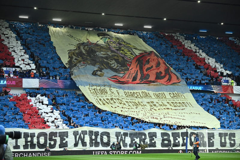Rangers fans tifo display ahead of the UEFA Europa League Semi-final, second leg against RB Leipzig at Ibrox.
