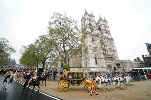 King arrives at Westminster Abbey. Credit: PA