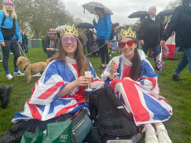 Sisters Susie, 25, and Ellen Davis, 28, from Shropshire, left at 5am to be here. Credit: NW