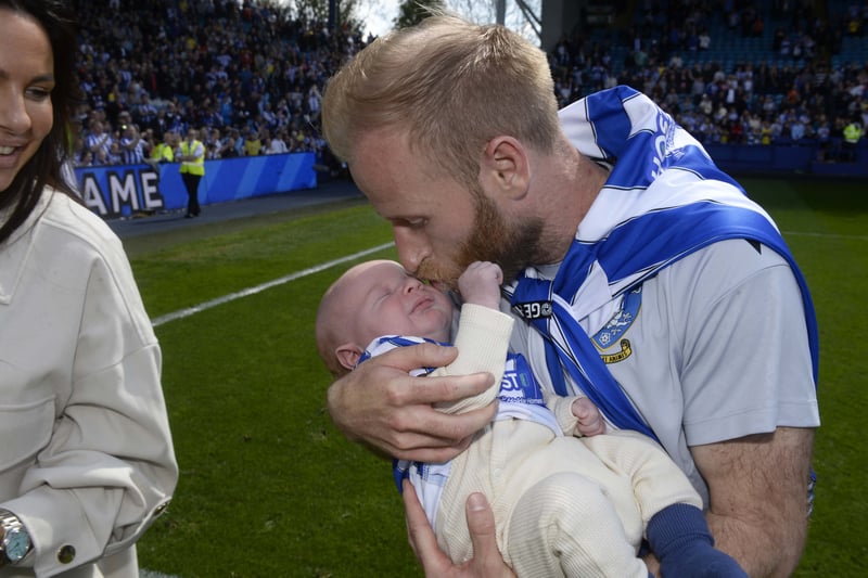 Bannan with his newborn baby, Wilf, after the game on Sunday.