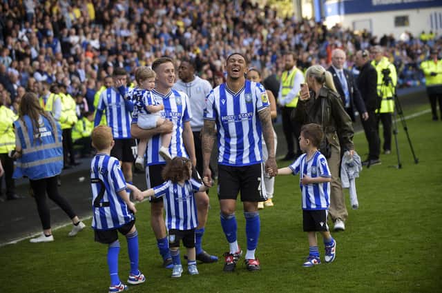 Sheffield Wednesday’s players on their lap of appreciation after beating Derby County.  
