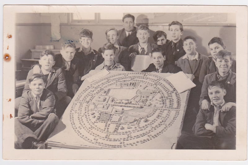 In this 1948 photo, pupils from class 4C of Penpole School are pictured looking into the future with a model of ‘a new Southmead’.