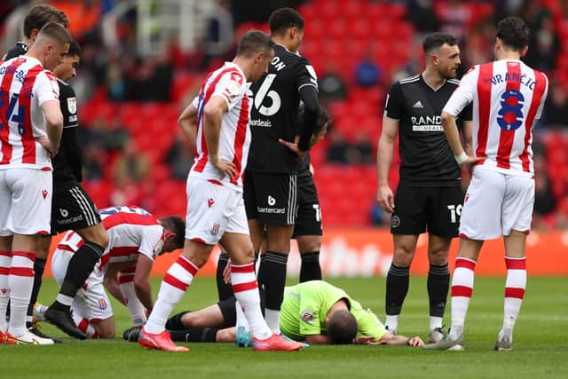 Referee David Webb was hit in the face in United’s clash with Stoke last season 