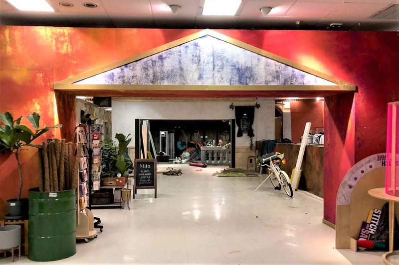 The former department store has been given a colourful new look using old theatre sets.