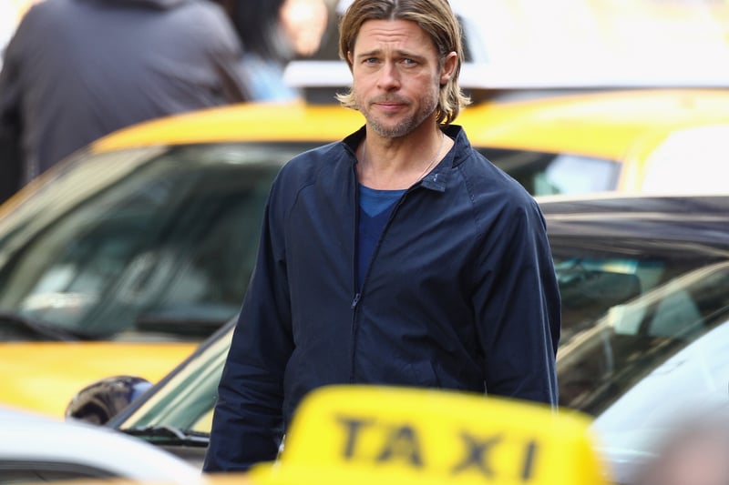 Brad Pitt on the set of World War Z in Glasgow city centre in August 2011. 